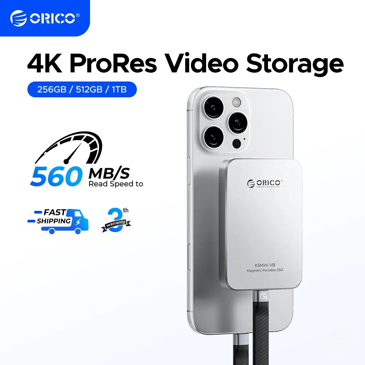 قرص SSD محمول K5MINI-VB مع اتصال USB 3.2 وسعة خارجية 480GB