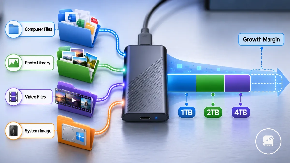 Capacity comparison graphic for portable SSD backup storage needs