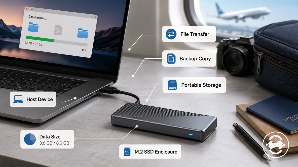 علبة M.2 SSD محمولة مستخدمة في النسخ الاحتياطي قصير الأمد ونسخ الملفات