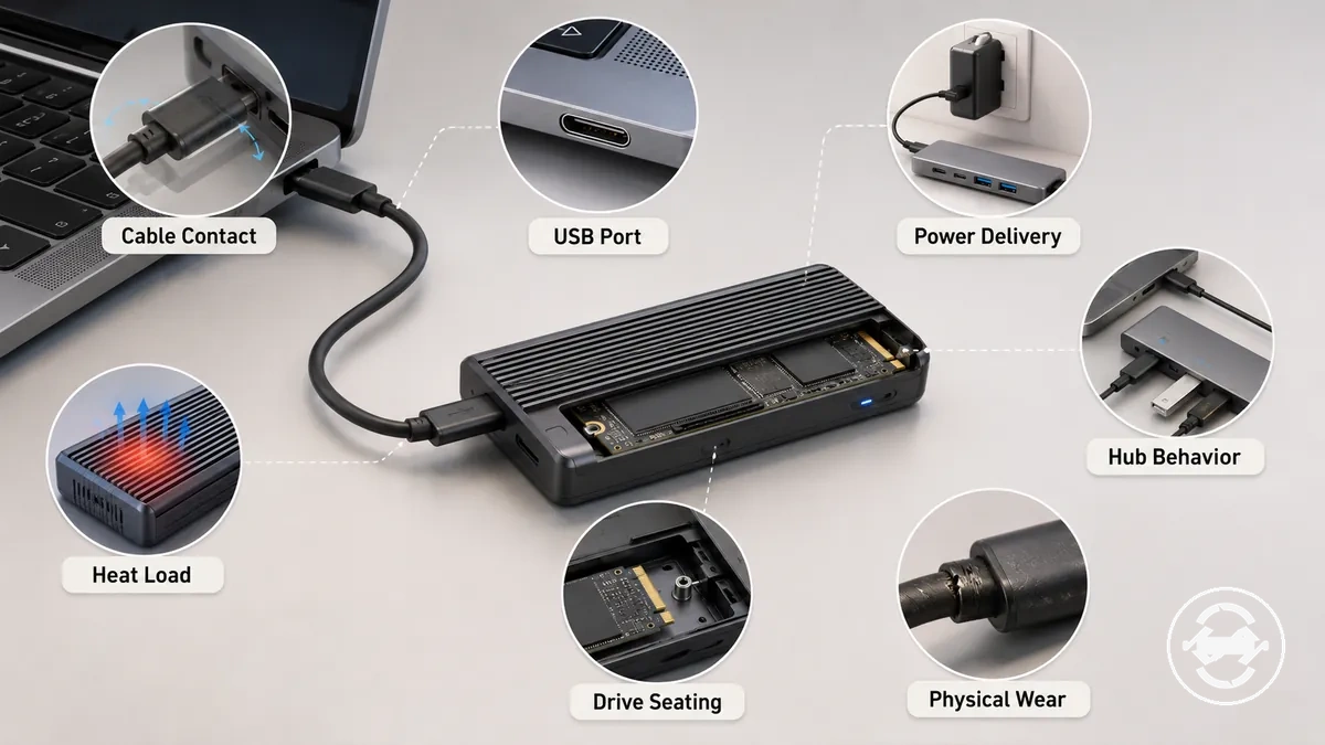 Common cause families behind M.2 enclosure disconnects