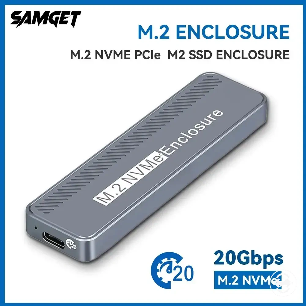 Carcasa M.2 NVMe Type-C 20Gbps para SSD 2230, 2242, 2260 y 2280