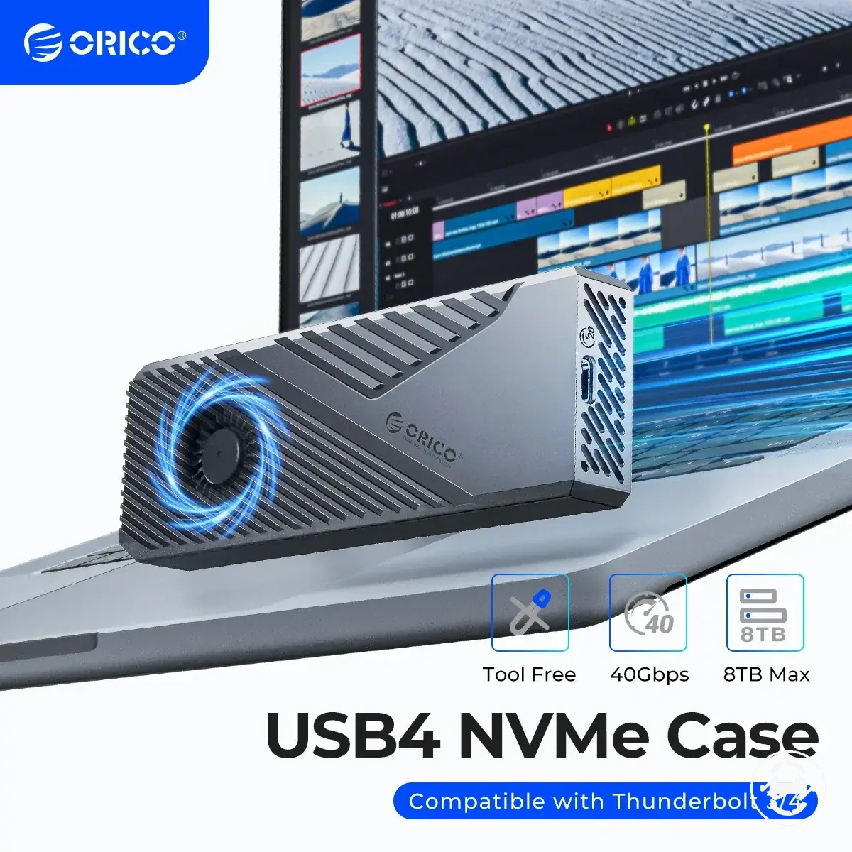 Carcasa SSD M.2 NVMe USB4 40Gbps de aluminio compatible con Thunderbolt 3 y 4