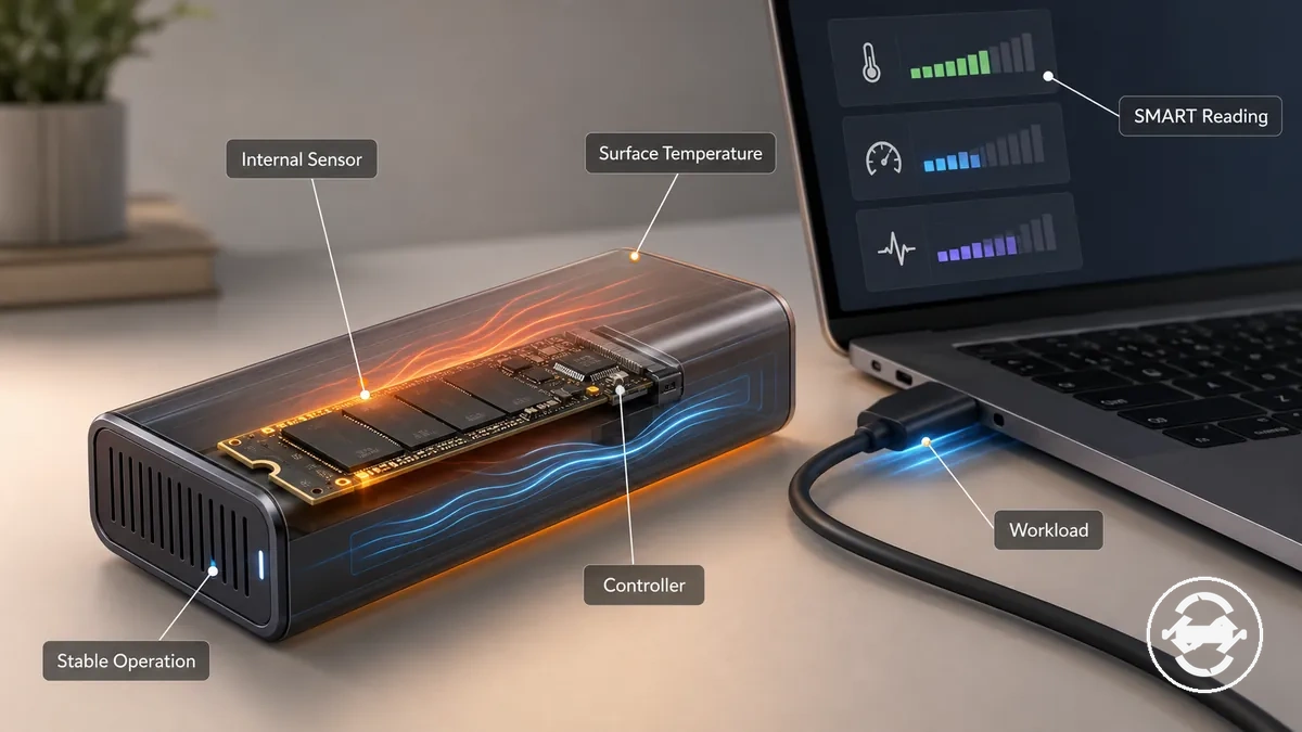 Interpretación de temperatura segura para un SSD M.2 en carcasa