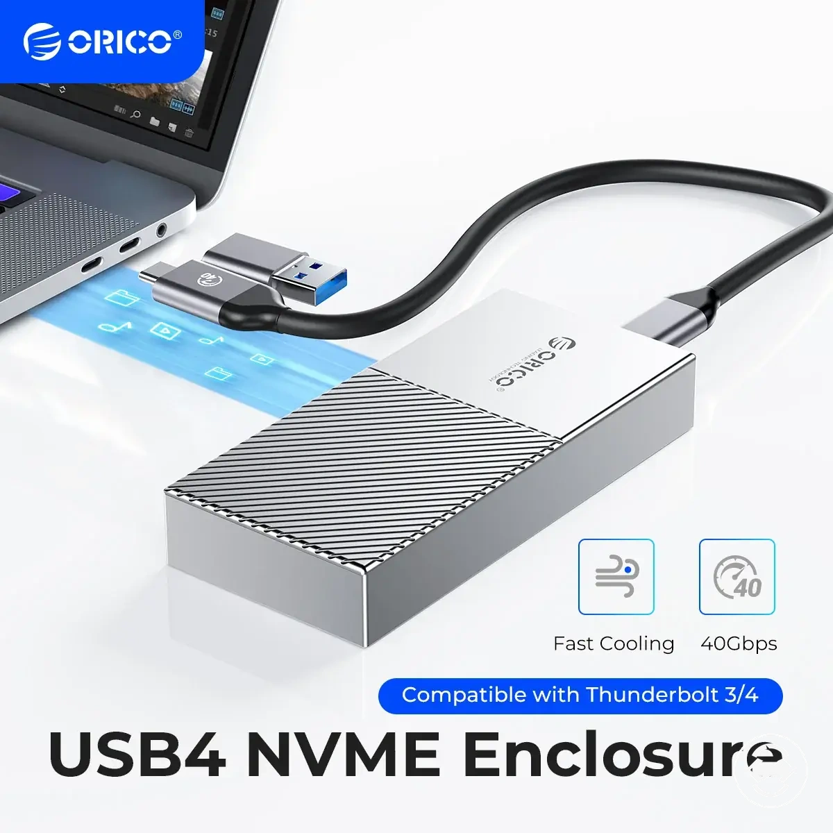 Boîtier SSD M.2 NVMe USB4 40Gbps en aluminium compatible Thunderbolt 3 et 4