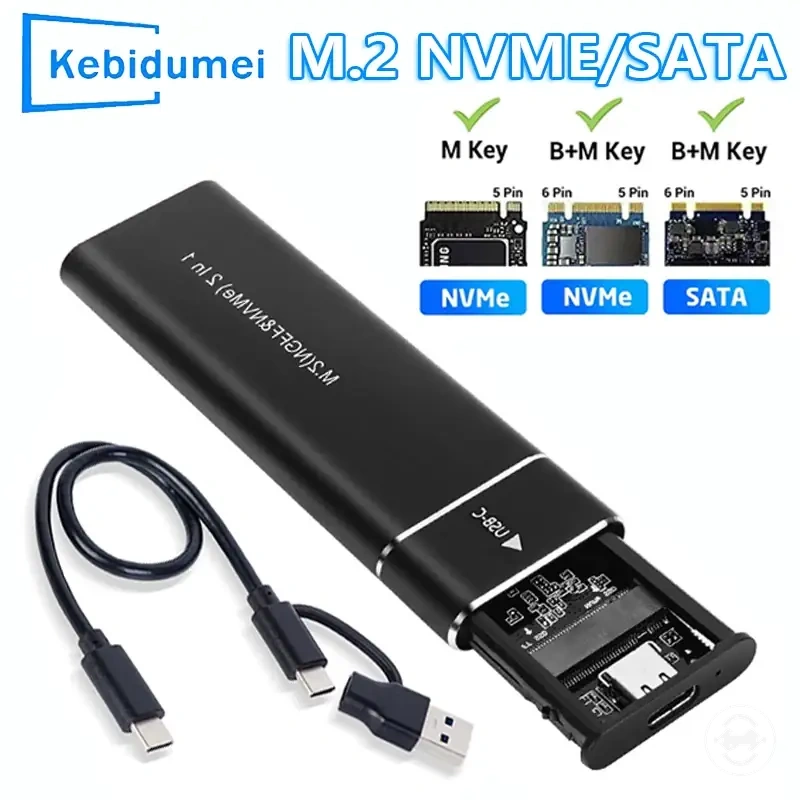 Case SSD M.2 NVMe e SATA de duplo protocolo 10Gbps com adaptador USB 3.1 Type-C