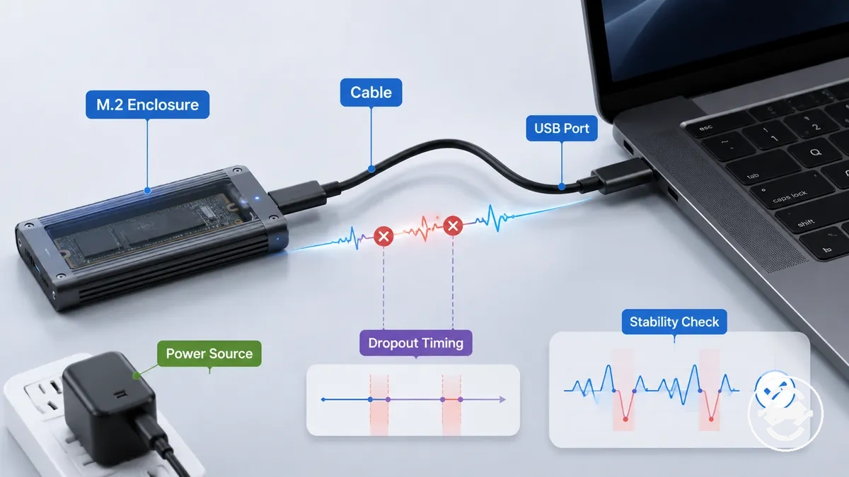 Case para SSD M.2 com cabo e conector verificados quanto à estabilidade da conexão
