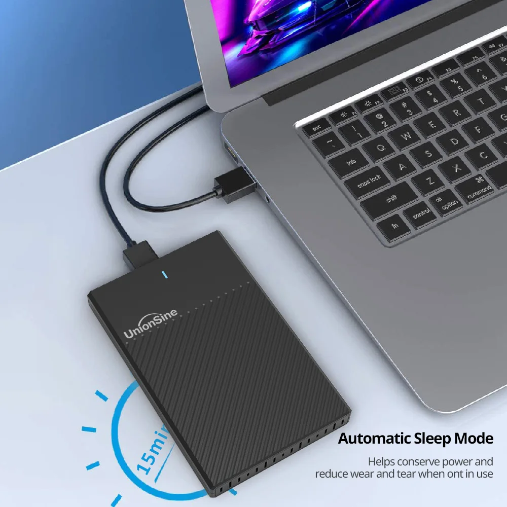 Boîtier Externe USB 3.1 Type-C Pour Disque Dur/SSD 2,5" Jusqu'à 4 To - Transparent, Plug & Play