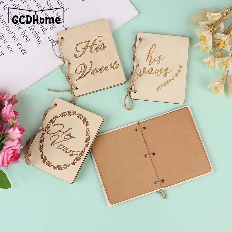 Livre D'Or De Mariage Ymiko - Lot De 2 Livrets à Vœux - 10.5x8 Cm - Bois Et Corde - Pour Souvenirs Et Décoration