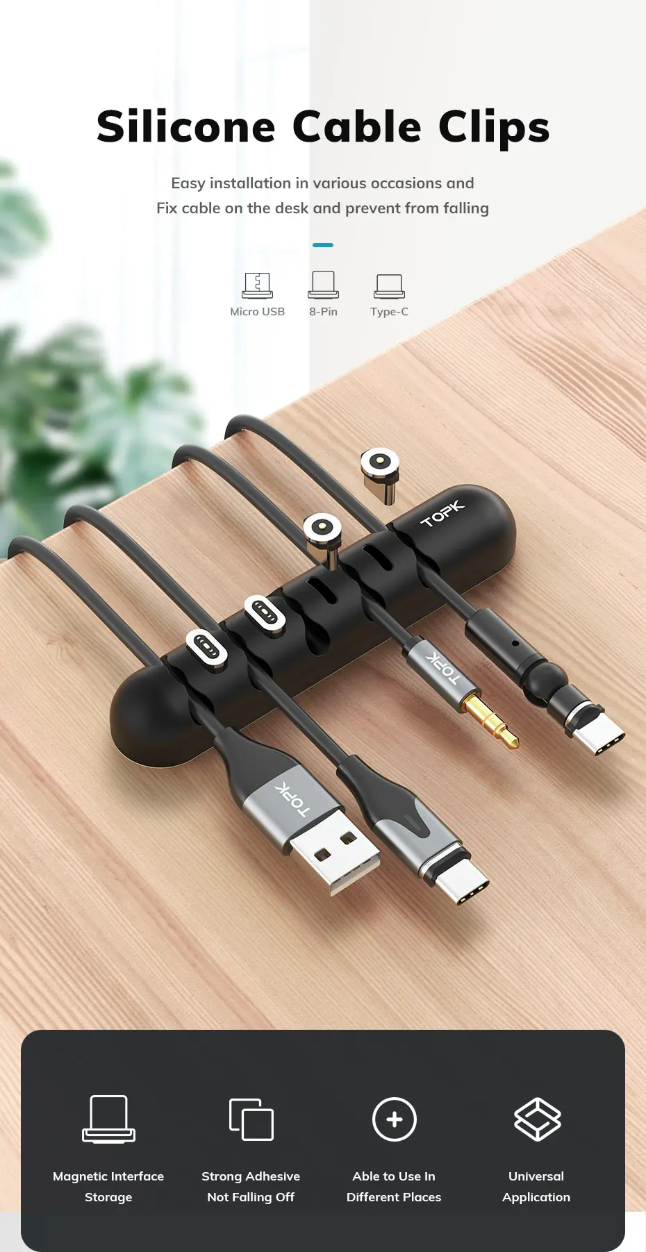 Clips de câble en silicone