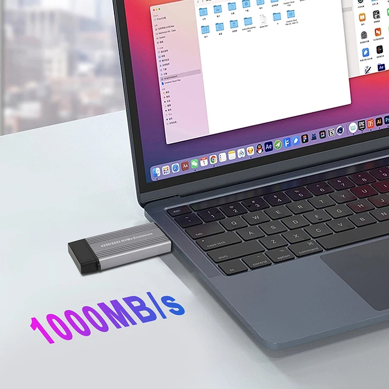 Boîtier Adaptateur M.2 NVMe Vers USB Type-C 10 Gbps - Compatible SSD 2230/2242/2260/2280, Vitesse Jusqu'à 1000 Mo/s