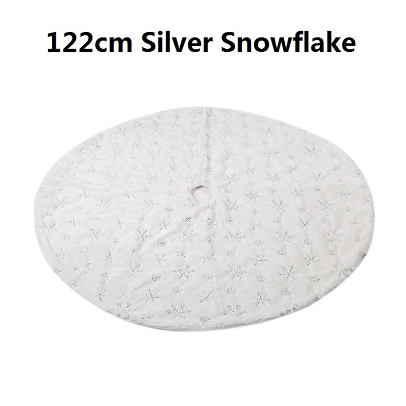 Jupe De Sapin Noël Fausse Fourrure Argenté - Paillettes Flocons Neige - Cache-Pied Décoratif - Diamètre 78 Cm (S)
