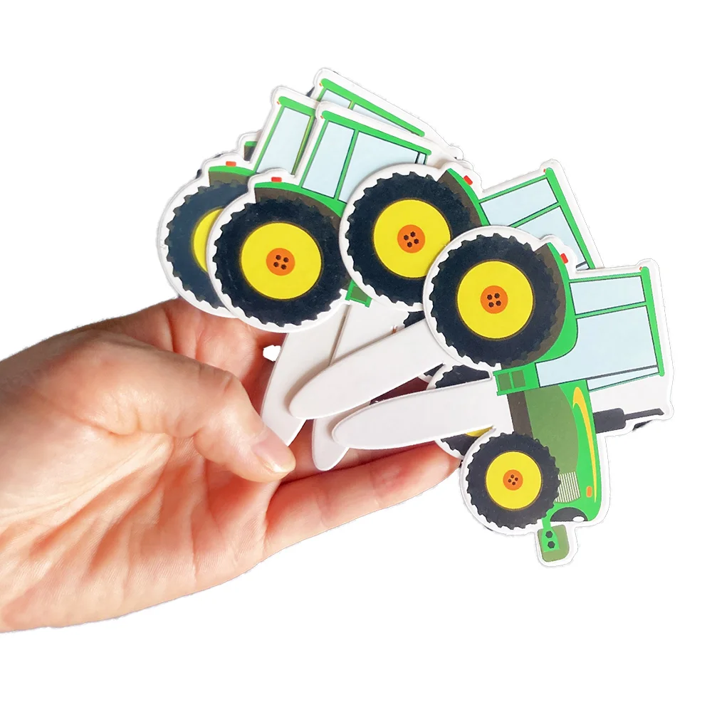 Toppers de gâteau Chi tracteur vert