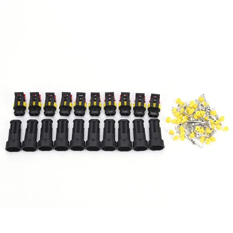 Connecteur électrique étanche 2 Broches - Lot De 10 Avec Fils, Pour Voiture, Moto, Bateau, Caravane