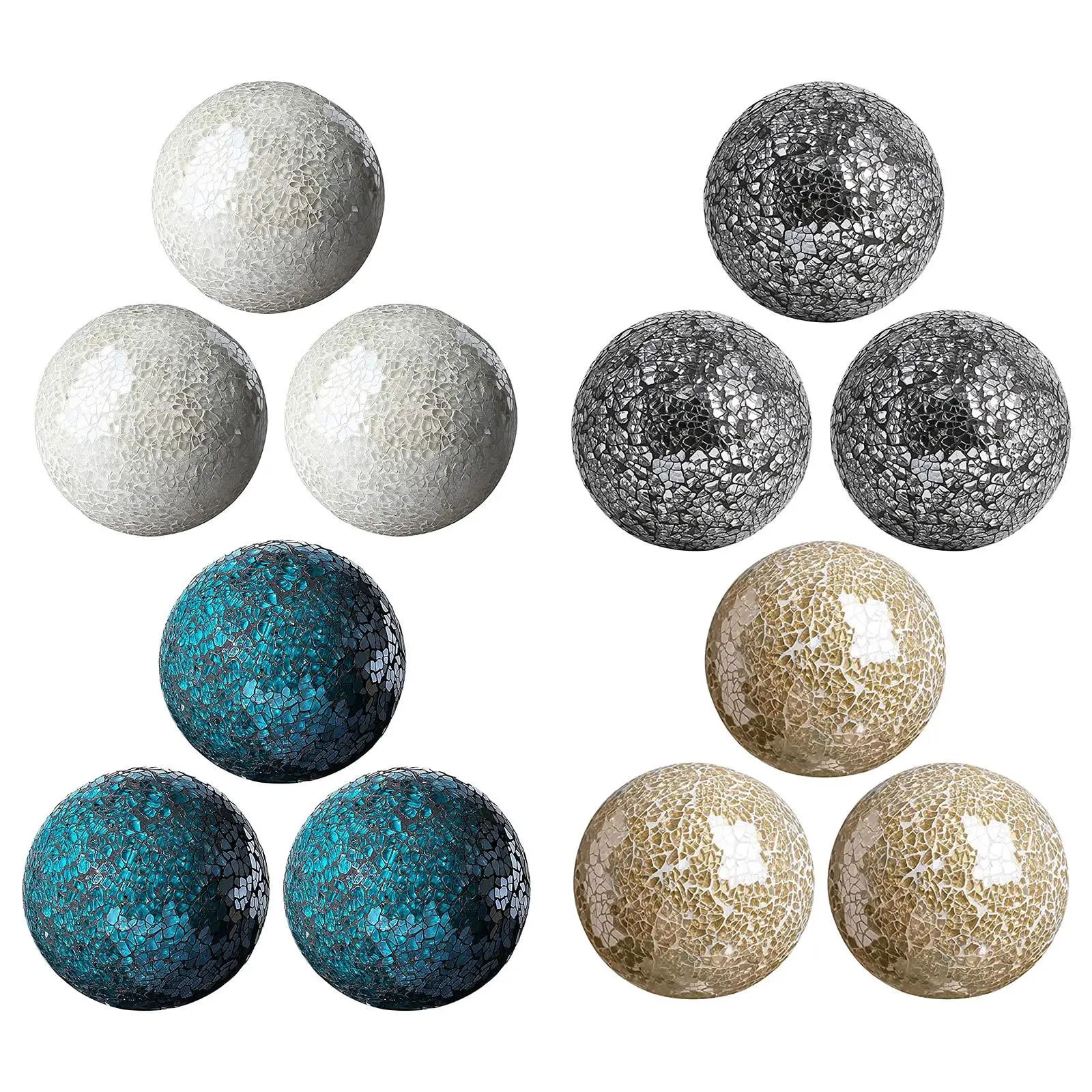 Housewares Decorative Balls Set of 3 Glass Mosaic Sphere Ball Coffee Bar Hotel Dining Table Decor Ornaments