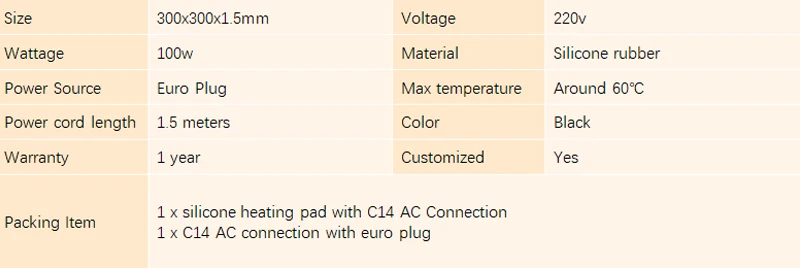 Tapis chauffant en silicone